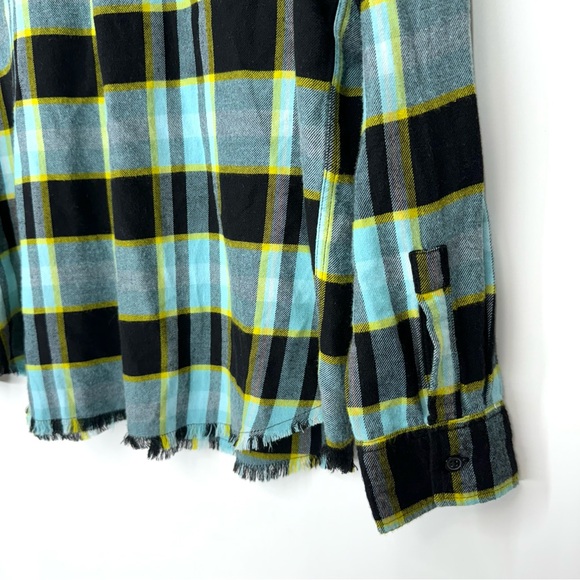 Rails Brando Sky Mixed Plaid Fringe Flannel Soft Button Up Shirt Size Large - Picture 12 of 16